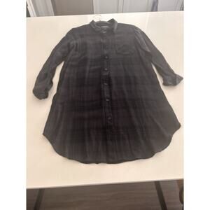 RAILS Bianca Long Sleeve Charcoal Plaid Shirt Dress Size S Relax Fit Super Soft